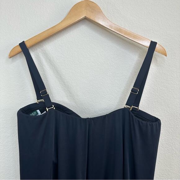 LAUREN RALPH LAUREN PLUS SIZE BLACK BANDEAU FLYAWAY ONE-PIECE SWIMSUIT SIZE 18W - Picture 7 of 13